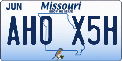 MO license plate AH0X5H