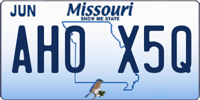 MO license plate AH0X5Q