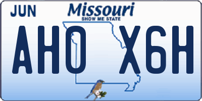 MO license plate AH0X6H