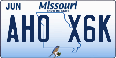 MO license plate AH0X6K