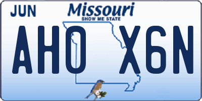 MO license plate AH0X6N