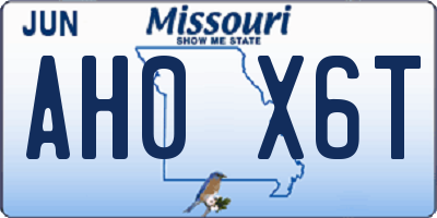MO license plate AH0X6T