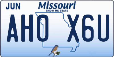 MO license plate AH0X6U