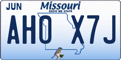 MO license plate AH0X7J