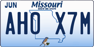 MO license plate AH0X7M
