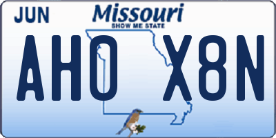 MO license plate AH0X8N