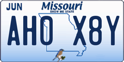 MO license plate AH0X8Y