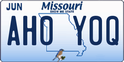 MO license plate AH0Y0Q
