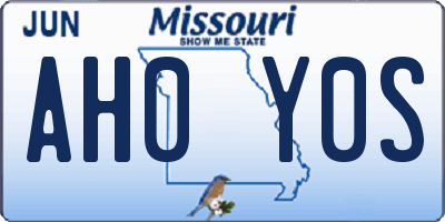 MO license plate AH0Y0S