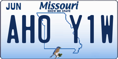 MO license plate AH0Y1W