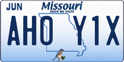 MO license plate AH0Y1X
