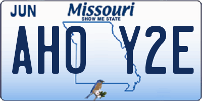 MO license plate AH0Y2E