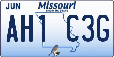 MO license plate AH1C3G