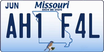MO license plate AH1F4L