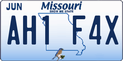 MO license plate AH1F4X