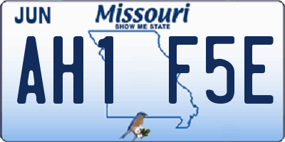 MO license plate AH1F5E