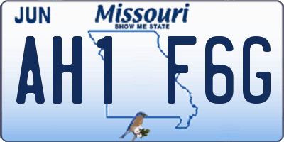 MO license plate AH1F6G