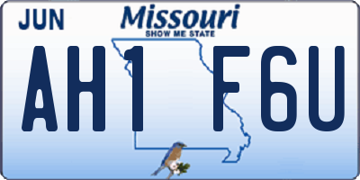 MO license plate AH1F6U