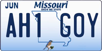 MO license plate AH1G0Y