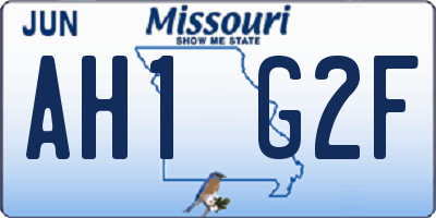 MO license plate AH1G2F