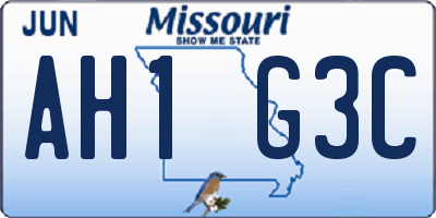 MO license plate AH1G3C