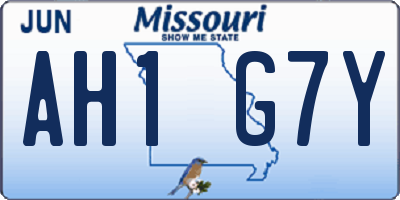 MO license plate AH1G7Y