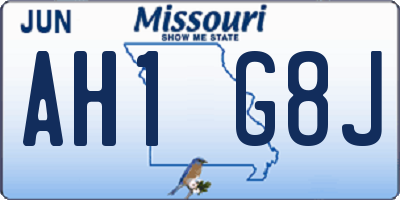 MO license plate AH1G8J