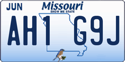 MO license plate AH1G9J