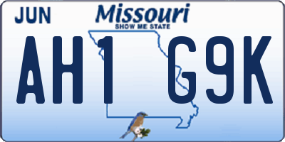 MO license plate AH1G9K