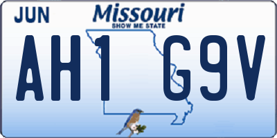 MO license plate AH1G9V