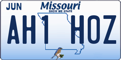 MO license plate AH1H0Z
