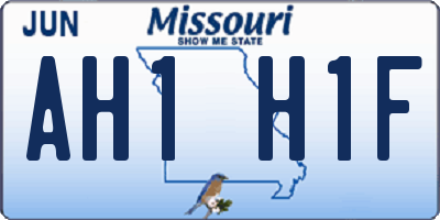 MO license plate AH1H1F