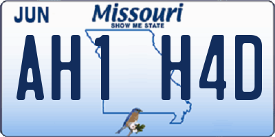 MO license plate AH1H4D