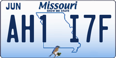 MO license plate AH1I7F
