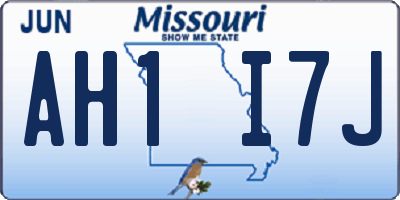 MO license plate AH1I7J