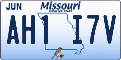 MO license plate AH1I7V
