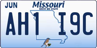 MO license plate AH1I9C