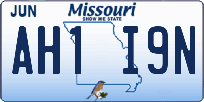 MO license plate AH1I9N