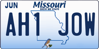 MO license plate AH1J0W