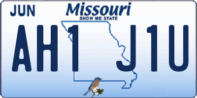 MO license plate AH1J1U