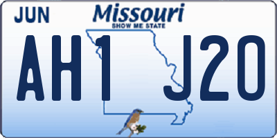 MO license plate AH1J2O