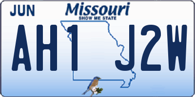 MO license plate AH1J2W