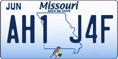 MO license plate AH1J4F