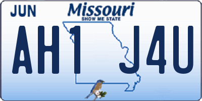 MO license plate AH1J4U