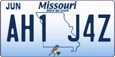 MO license plate AH1J4Z