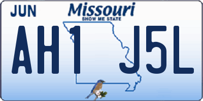MO license plate AH1J5L