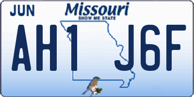 MO license plate AH1J6F