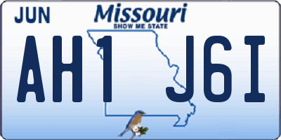 MO license plate AH1J6I