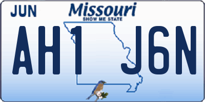 MO license plate AH1J6N