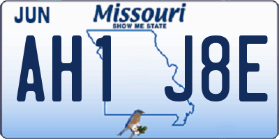 MO license plate AH1J8E